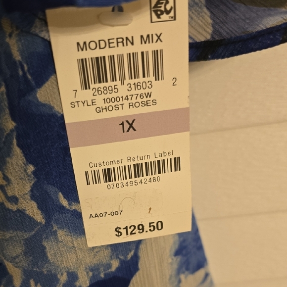 INC International Concepts Blue Floral Asymmetrical Dress - Picture 3 of 14